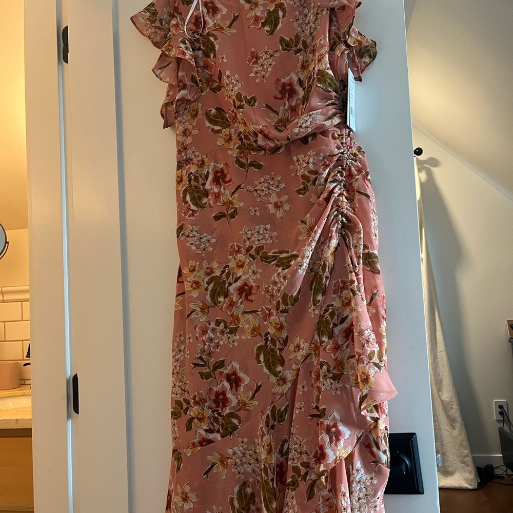 Julia Jordan Pink Asymmetrical Ruffled Sundress